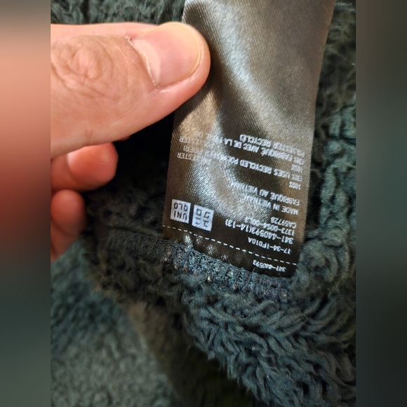 Uniqlo Fluffy Yarn Fleece Full-zip Jacket Men's Xlarge UGC w/o flaws Dark Green - Picture 3 of 11